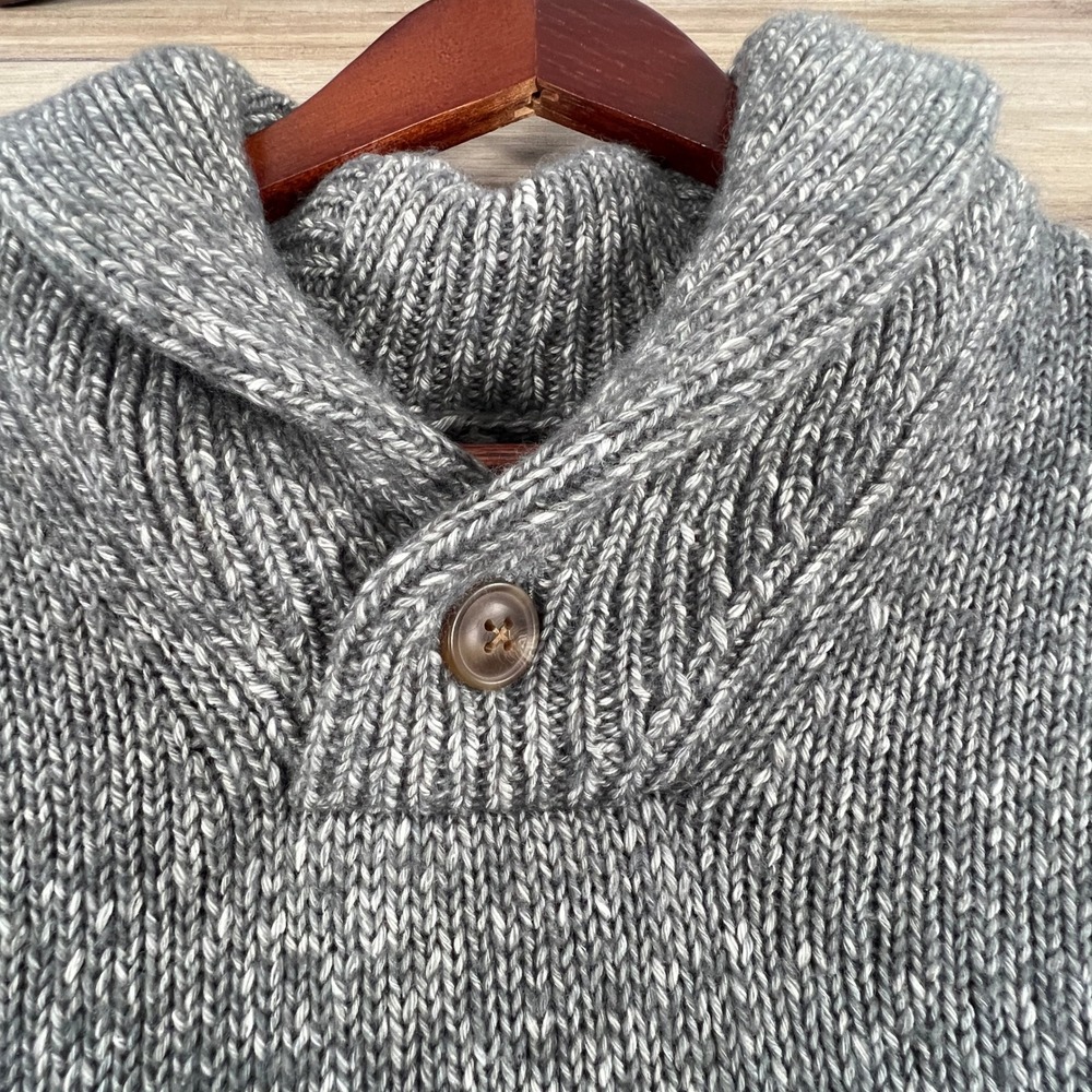 Mutual Weave Mens Grey Marl Shawl Collar Button Sweater Large Cotton Wool Blend